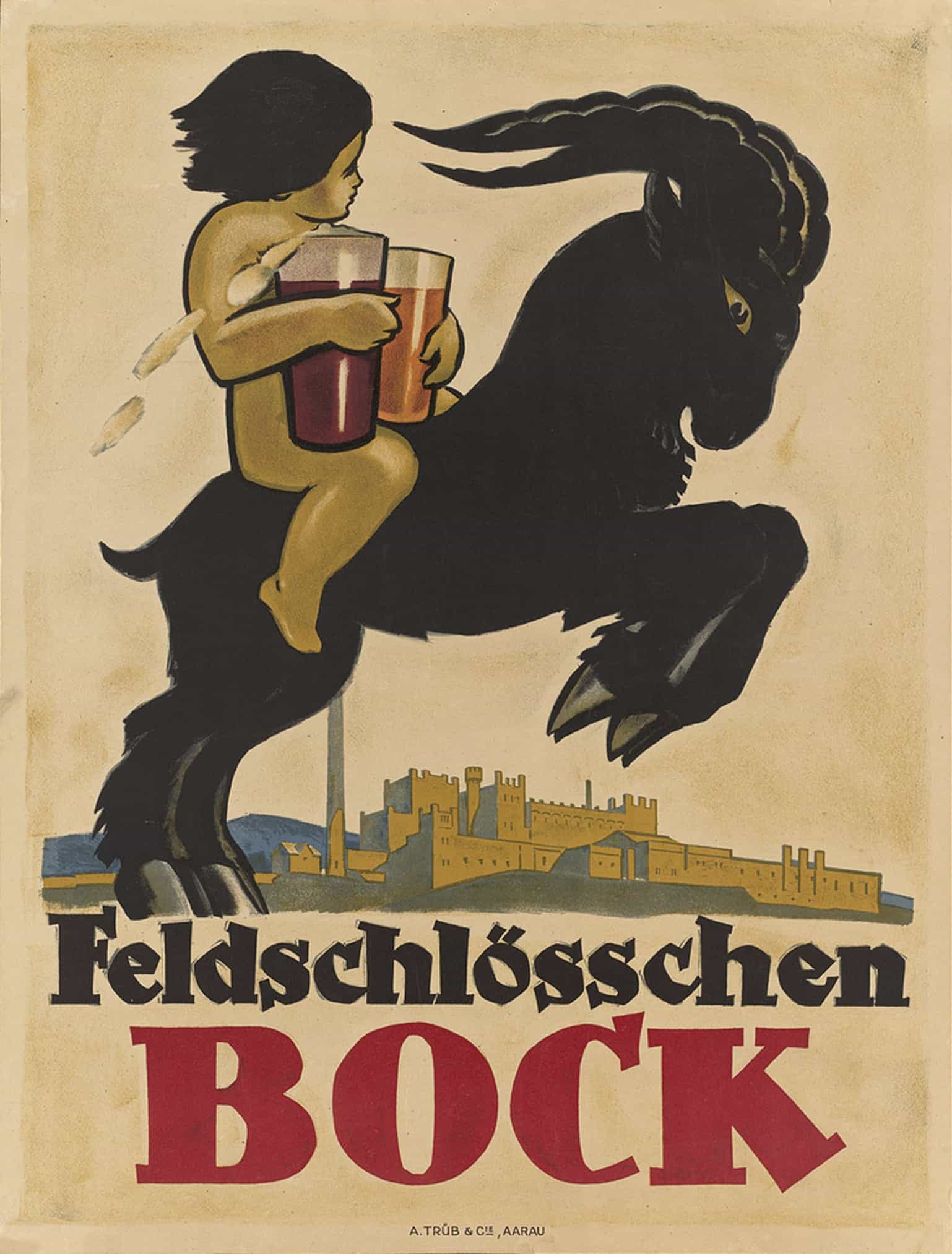Feldschlösschen Bock Brewery, 1910 Vintage Beer ...
