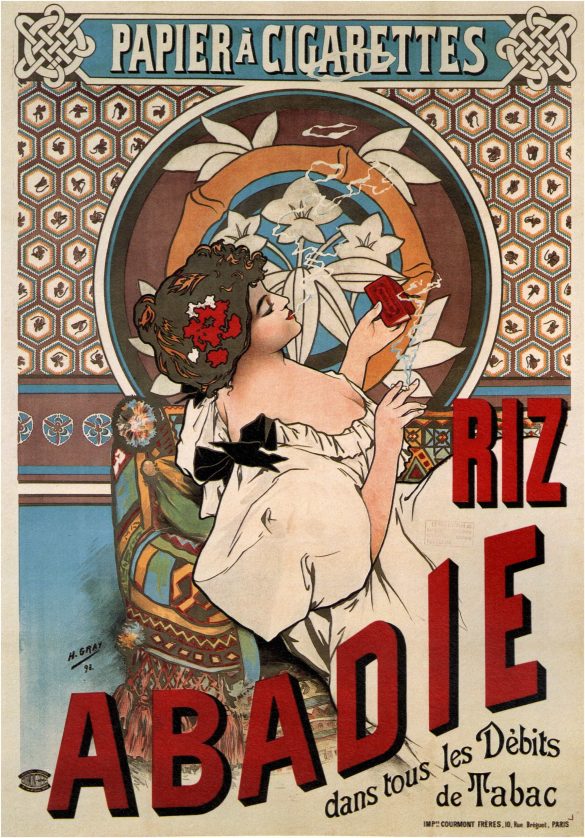 Alfons Mucha Art Riz Abadie Cigarette Rolling Paper, 1898