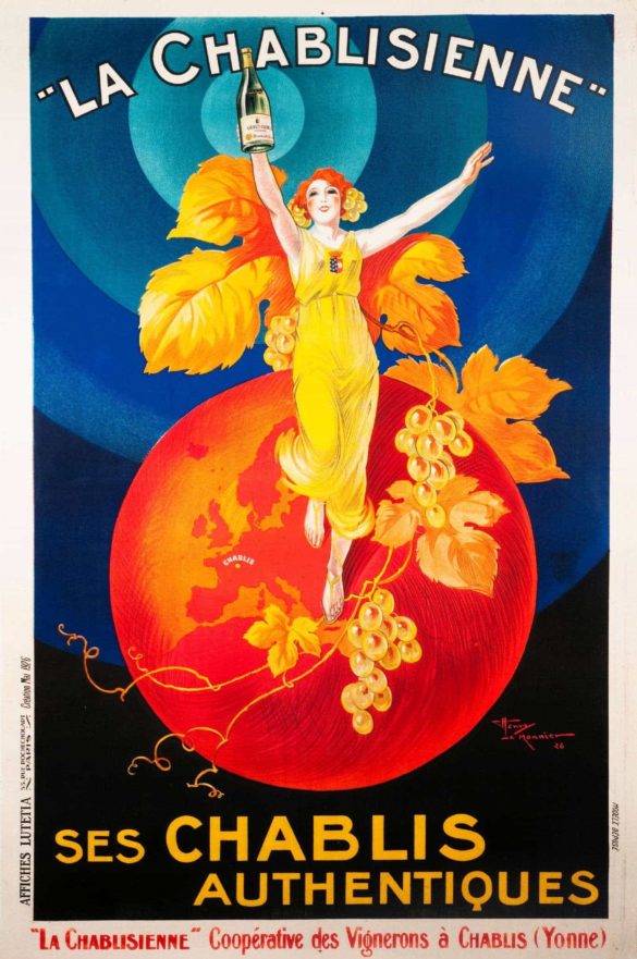 Vintage Champagne Poster; La Chablisienne, Ses Chablis Authentiques