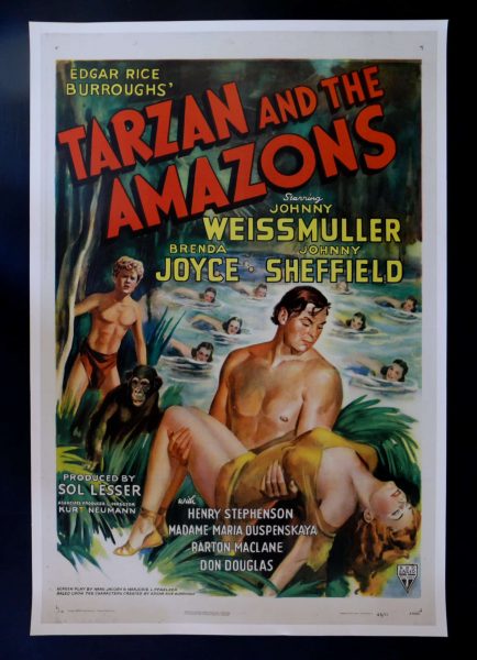 1945 Tarzan and the Amazons Vintage Movie Poster