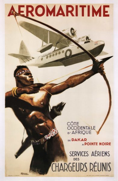 AEROMARITIME French African Vintage Travel Poster 1950