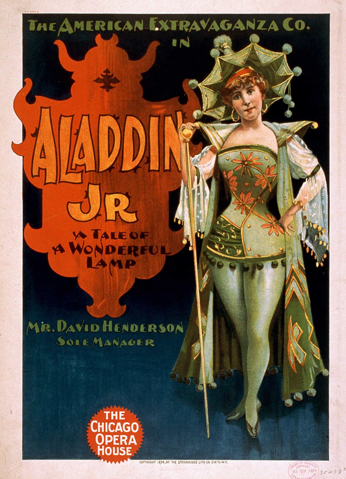 Broadway Show Poster Art Aladdin Jr. A Tale of A Wonderful Lamp 1894