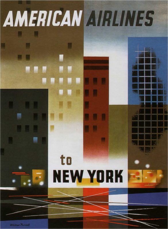 American Airlines to New York Vintage Poster