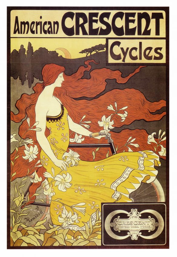 Vintage Cycle Poster Art, American Crescent Cycles 1899