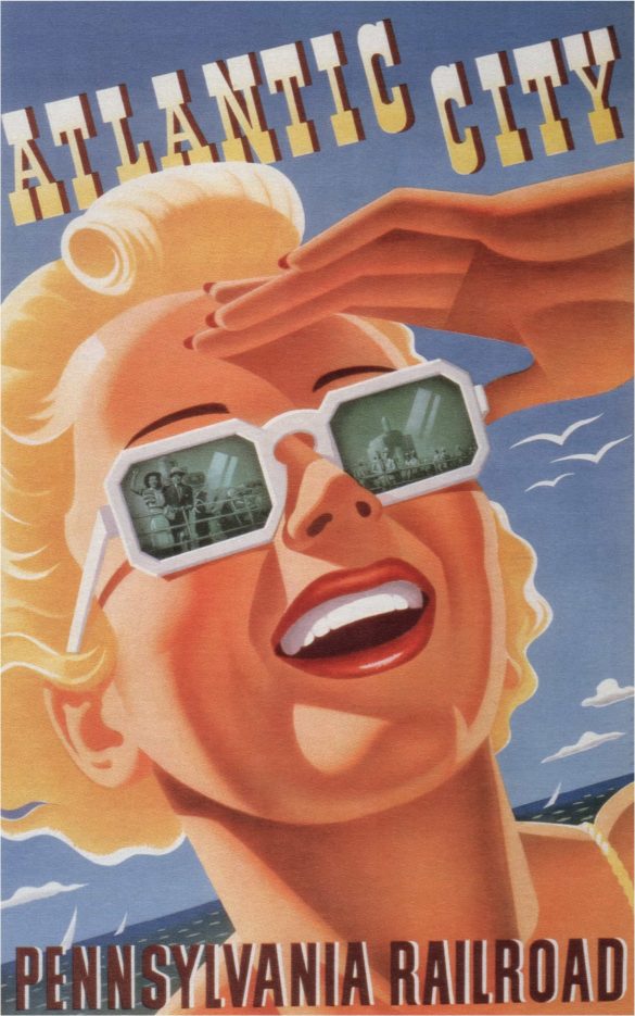 Atlantic City Pennsylvania Old Railroad Poster 1940