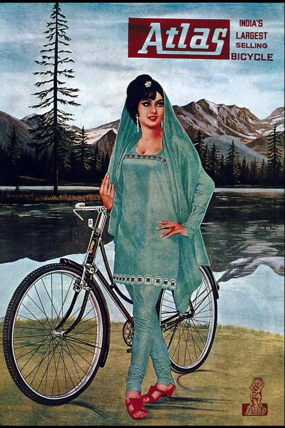 India Atlas Bicycle Poster Vintage