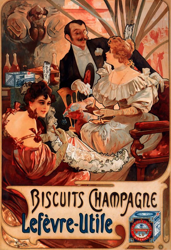 Biscuits Champagne Lefèvre-Utile Alfonse Mucha Poster