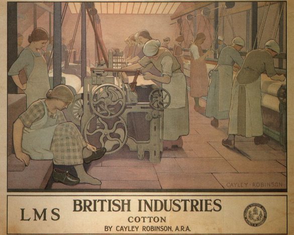 British Industries Cotton Vintage Steam Train Poster 1924