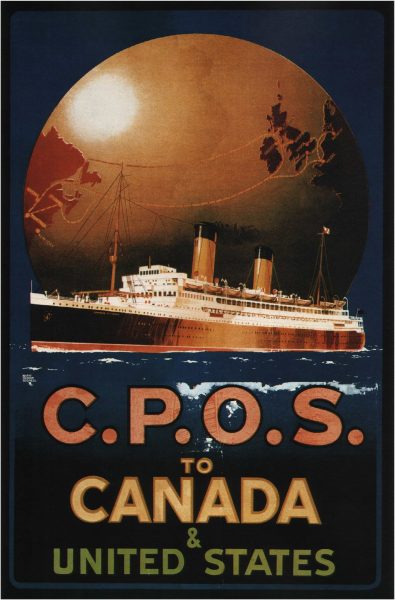CPOS to Canada & United States Vintage Travel Poster 1920