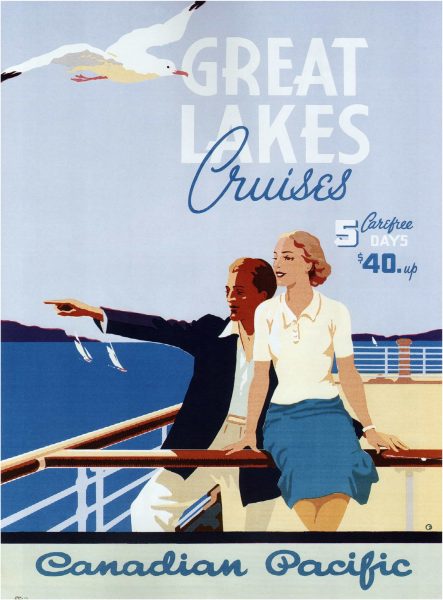 Canadian Pacific Great Lakes Cruises Vintage Travel Poster