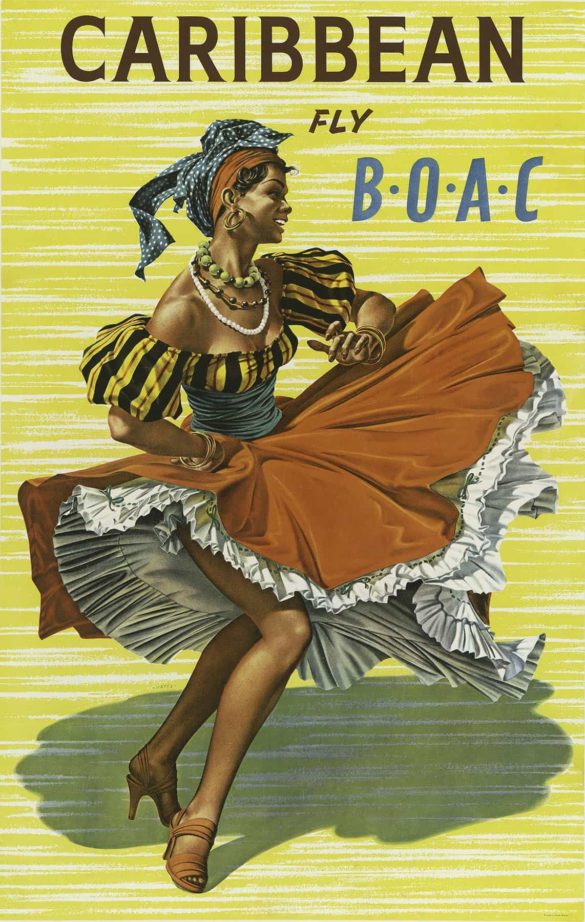 Lady Dancing Fly BOAC to Caribbean Travel Poster by Jamey Scally