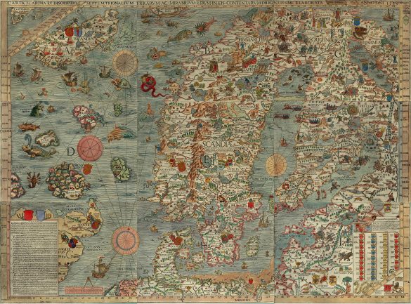 Old Nautical Map Carta Marina 1539 Olaus Magnus