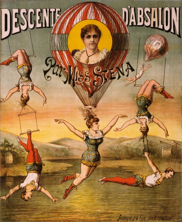 Descente d Absalon par Miss Stena Old Circus Poster 1880