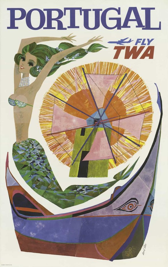 Fly TWA: Portugal Vintage Airplane Poster