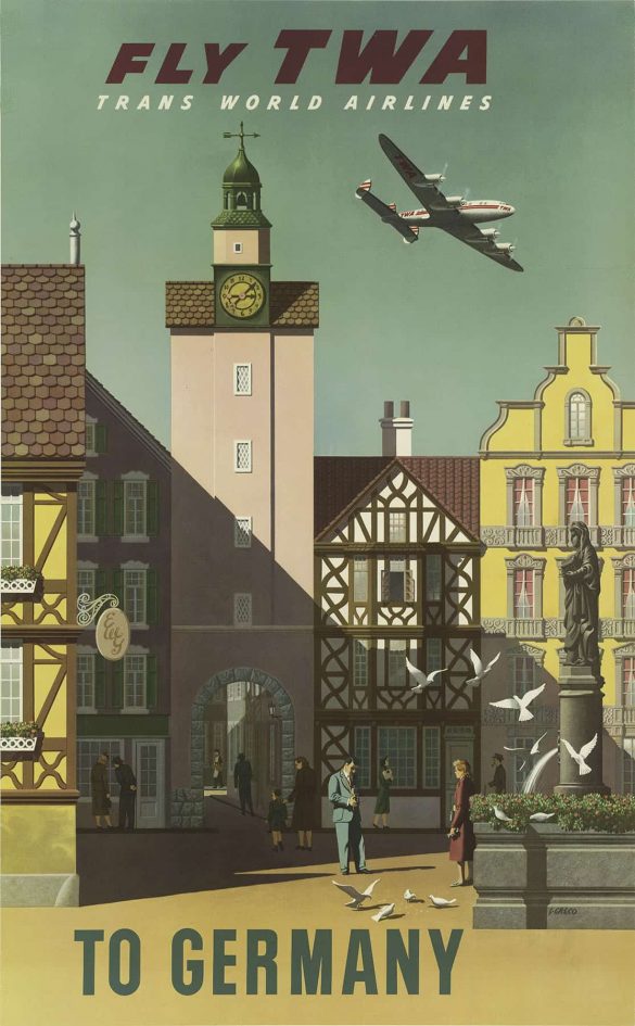 Fly TWA to Germany Vintage Travel Poster