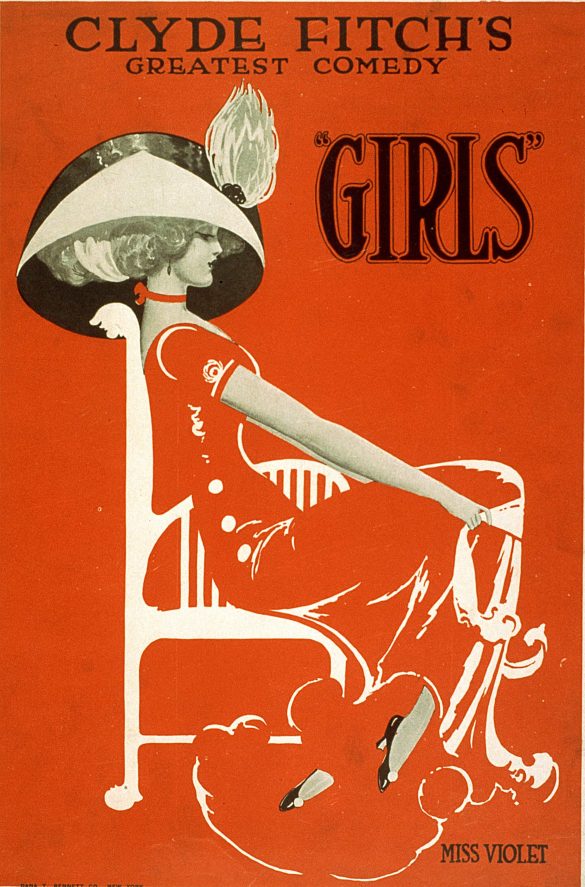 Clyde Fitch "Girls" Broadway Show Vintage Posters, 1906