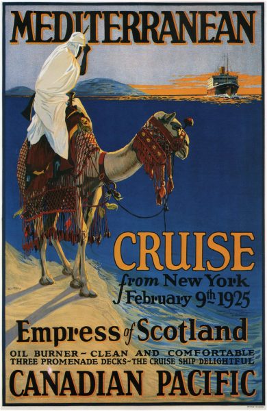 Mediterranean Cruise from New York Empress of Scotland Advertising Vintage Poster