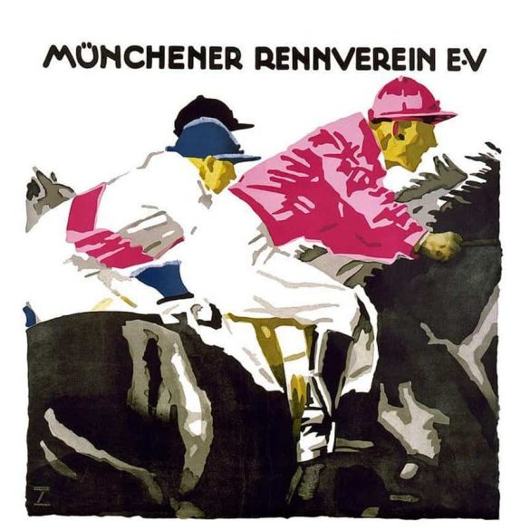 Vintage Horse Racing Poster Munchener Renn Verein