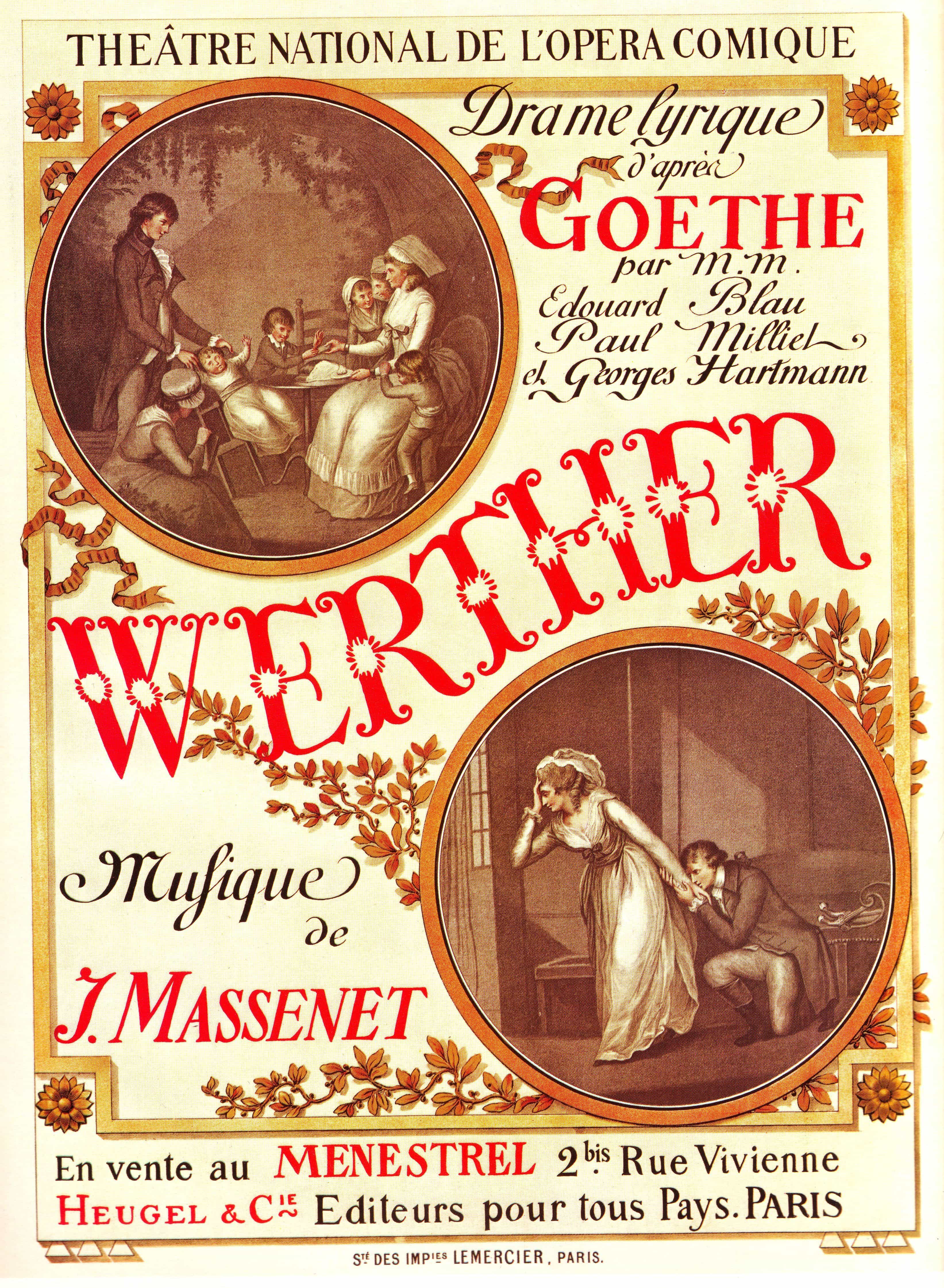 Vintage French Opera Poster Werther in 1893