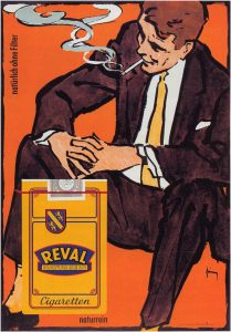 Reval Naturrein VINTAGE AD POSTER Gerd Grimm Germany 1963 24X36 smoking 