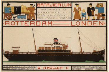 Steamship Poster BATAVIER Rotterdam London by Ship