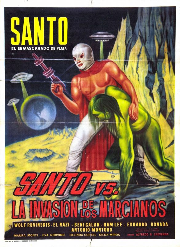 Santo vs La Invasion de Los Marcianos Old Sci Fi Movie Poster 1967