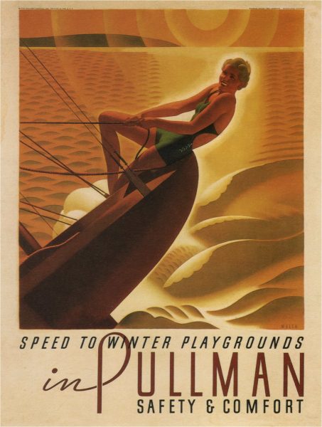 Speed to Winter Playgrounds in Pullman Safety Vintage Poster