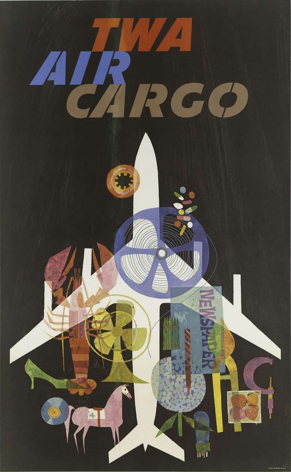 TWA Air Cargo Vintage Aviation Poster by David Klein, 1965