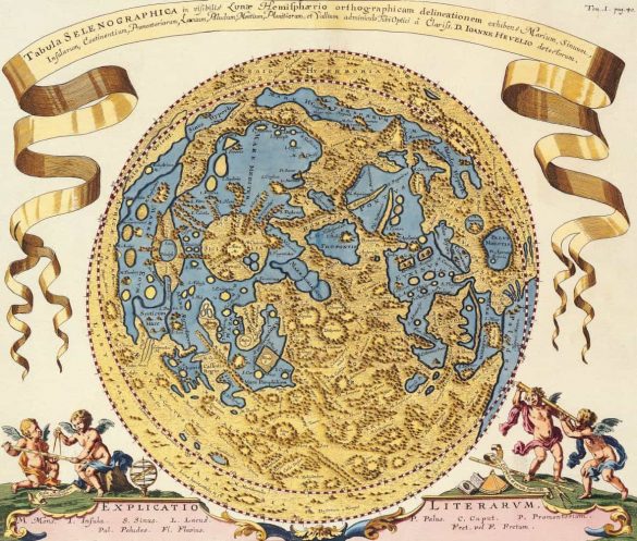 Early World Maps Tabula Selenographica Hemifphaerio dated 1696