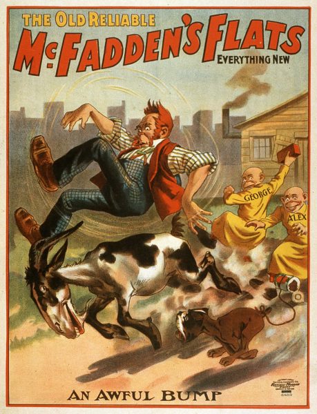 The Old reliable McFadden's flats: everything new. An awful bump Theater Poster, 1902