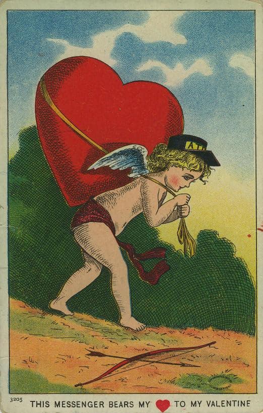 Vintage Valentine Postcard Messenger Bears My Heart Valentine