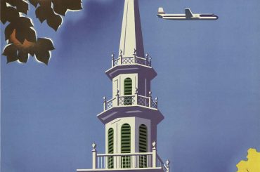 Vintage Airplane Posters United Airlines to New England