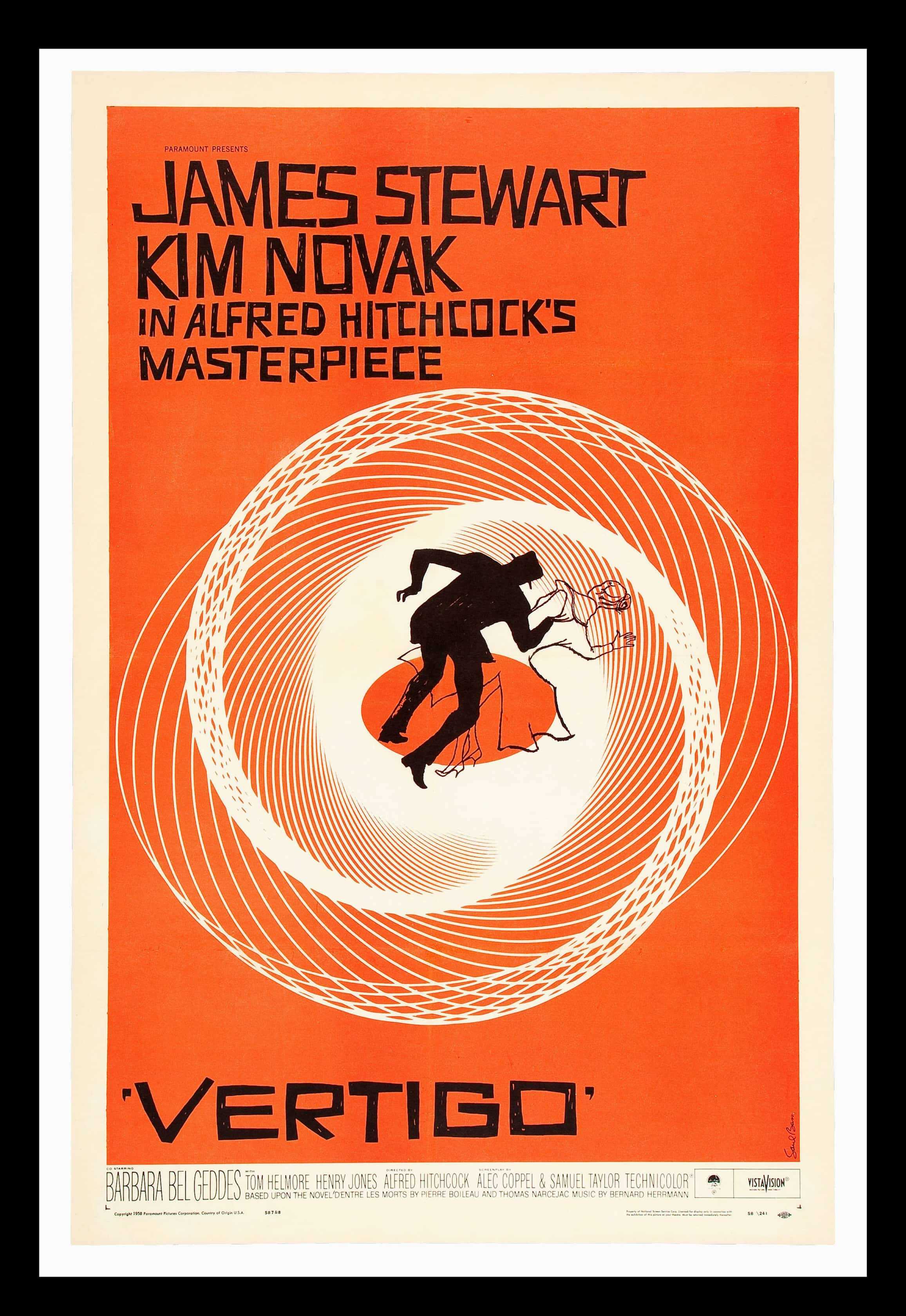 Retro Film Poster - Vertigo by Alfred Hitchcock