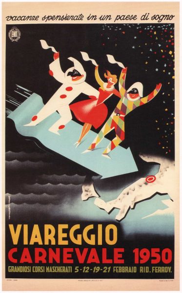 Viareggio-Carnevale- Retro- Travel-Poster-1950