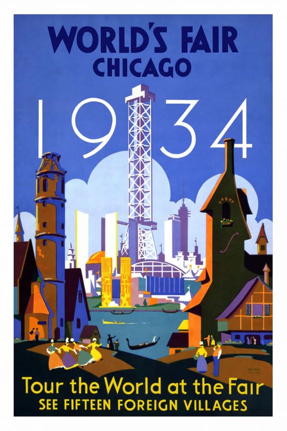 Vintage Chicago Poster, World's Fair Chicago 1934