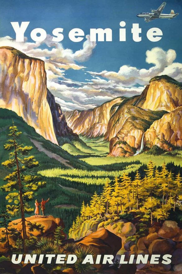 Vintage Yosemite Poster by United Air Lines Joseph Feher 1945