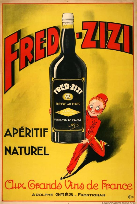 Fred Zizi Aperitif Wine Vintage Alcohol Poster, 1932