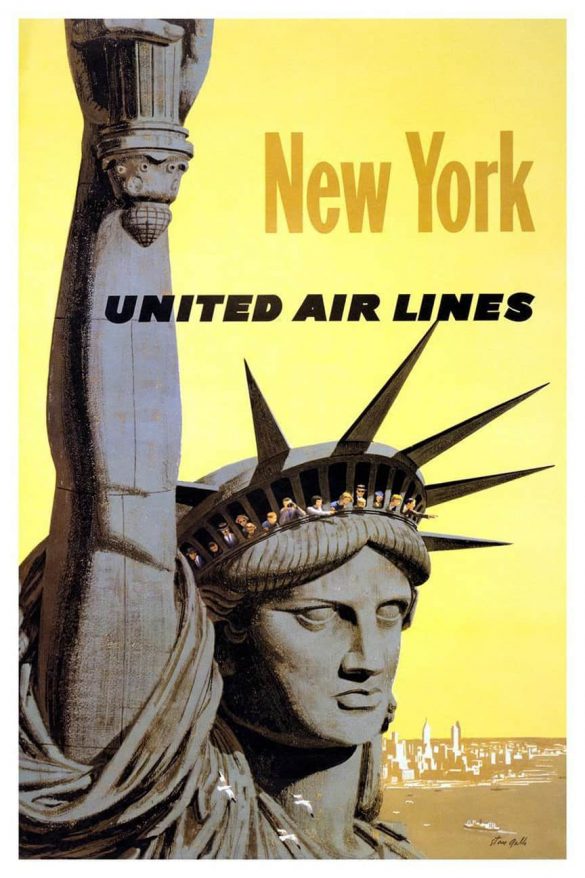 United Air Lines Vintage New York Posters