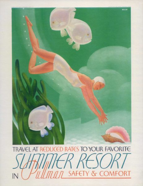 summer resort in Pullman vintage travel poster