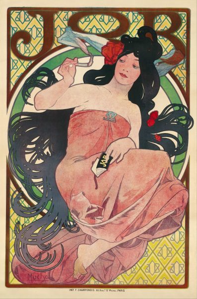 "Job" Cigarette Paper Art Nouveau Vintage Ad Poster by Alphonse Mucha, 1898
