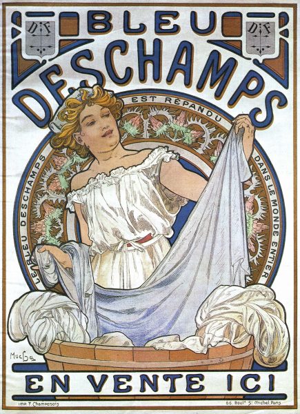 Bleu Deschamps Alphonse Mucha Art Nouveau Vintage Poster, 1897