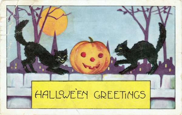 Creepy Hallowen Greetings Vintage Clip Art