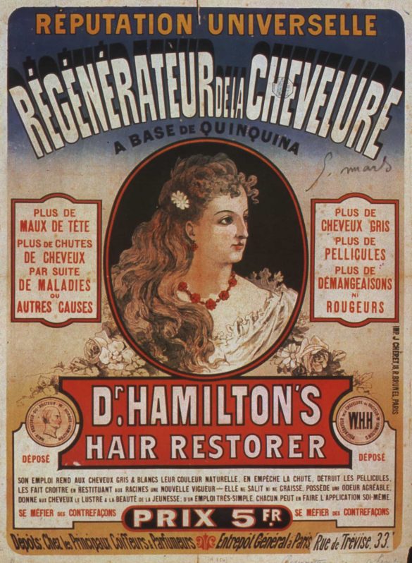 Dr Hamilton's Hair Restorer Old French Poster