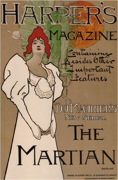Harpers Magazine Du Mauriers The Martian Art Nouveau Vintage Ad Poster 1898