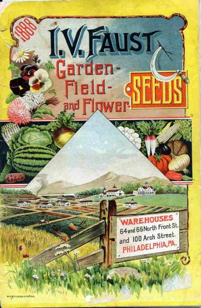 I.V. Faust Garden Field and Flower Seeds Vintage Advertising Poster 1888