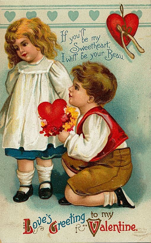 Old Valentine Postcard If You'll Be My Sweetheart