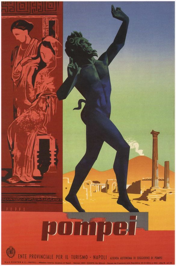 Pompei Vintage Tourism Poster Design 1955