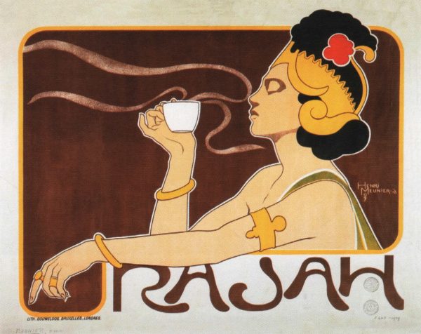 Rajah Coffee Belgian Art Nouveau Vintage Advertising Poster Henri Meunier 1898