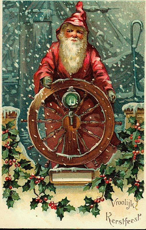 Sailor Santa Claus Vintage Style Christmas Cards