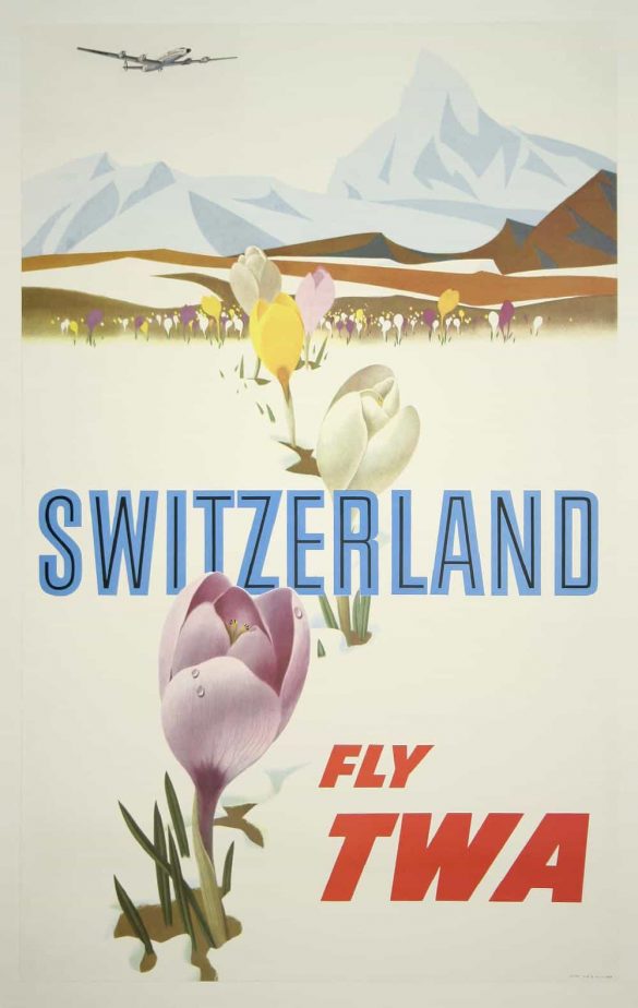 Switzerland Fly TWA Poster by David Klein